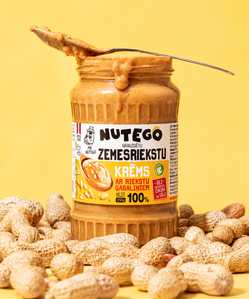 Zemesriekstu krēms ar riekstu gabaliņiem 100% – Bez cukura un bez sāls