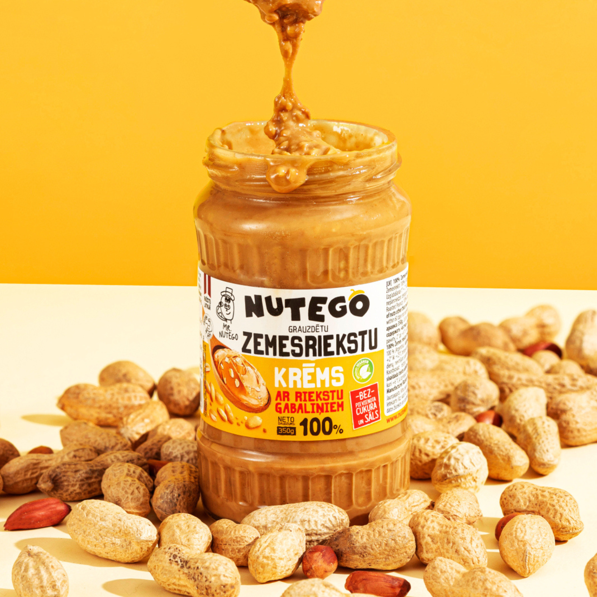 Zemesriekstu krēms ar riekstu gabaliņiem 100% – Bez cukura un bez sāls