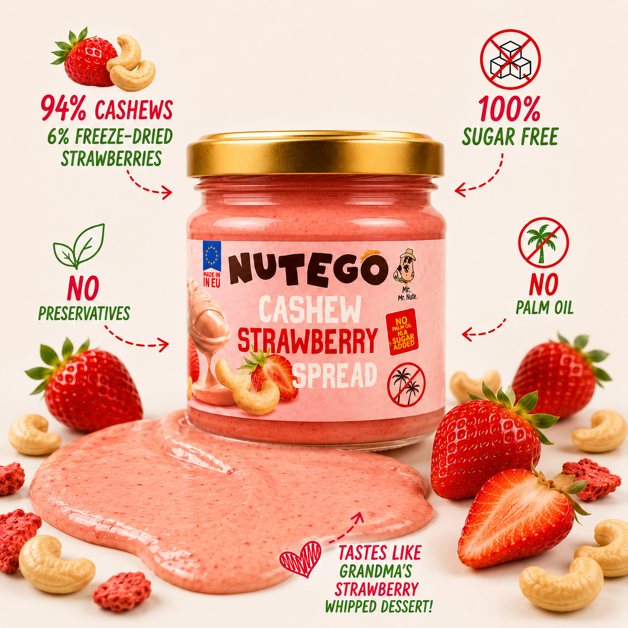 Cashew and strawberry cream